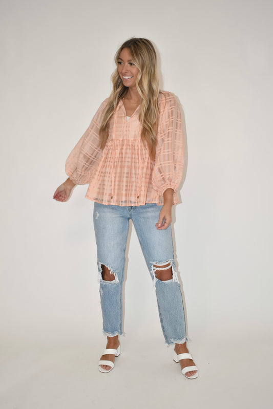 Peach Babydoll Blouse