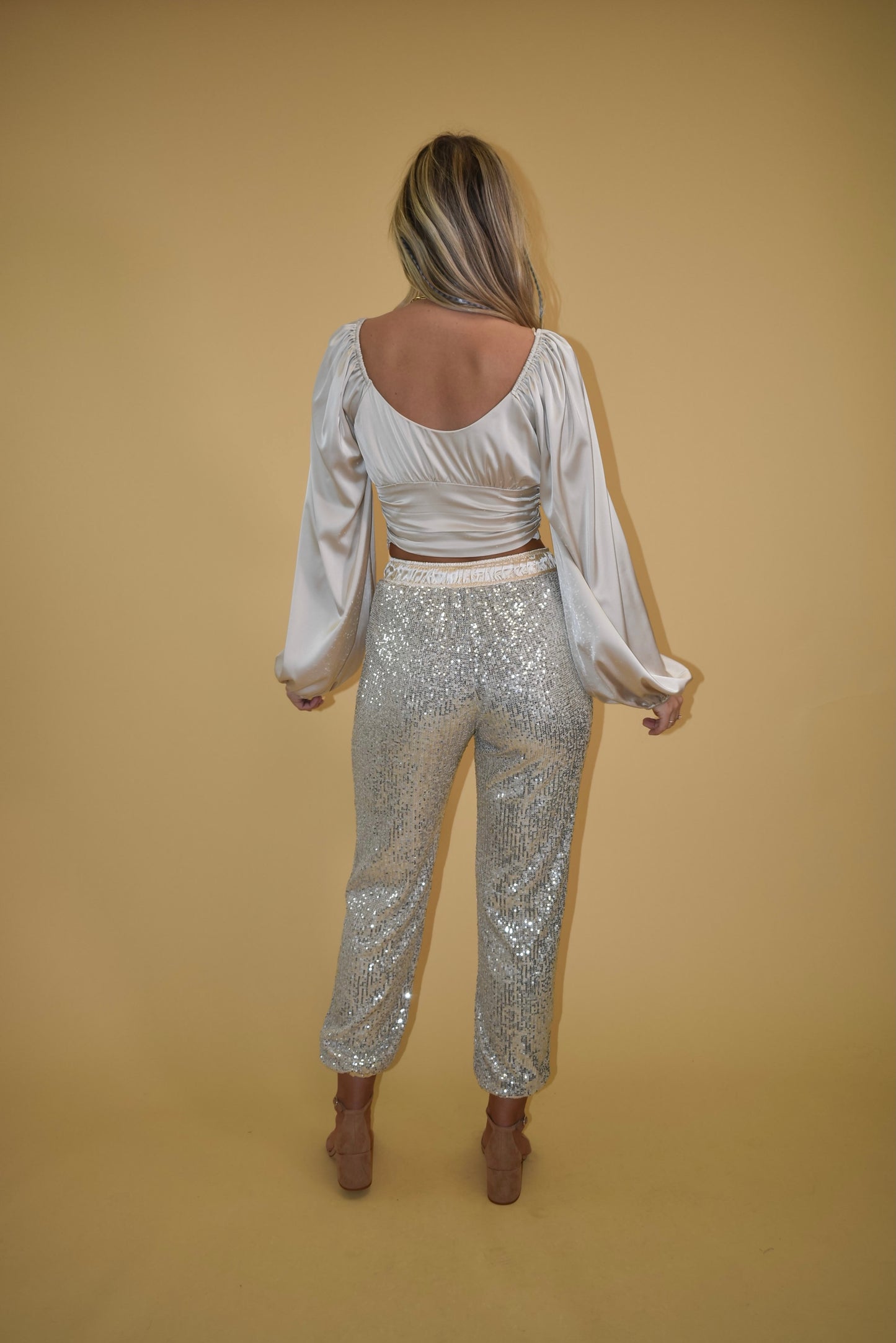 Champagne Sequin Joggers