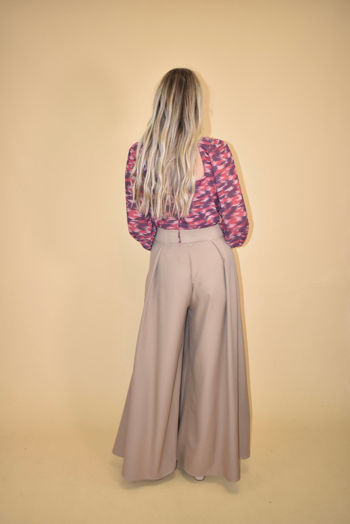 Beige Wide Leg Pants