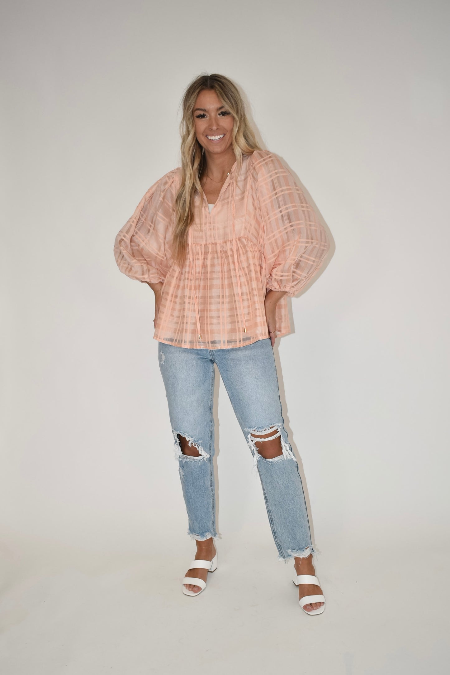 Peach Babydoll Blouse