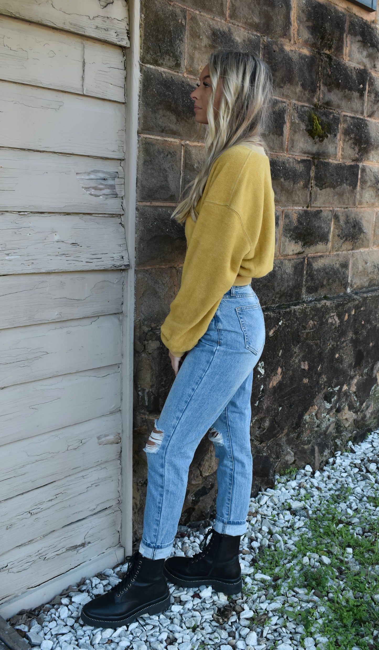 Light Wash Distressed Mom Jeans