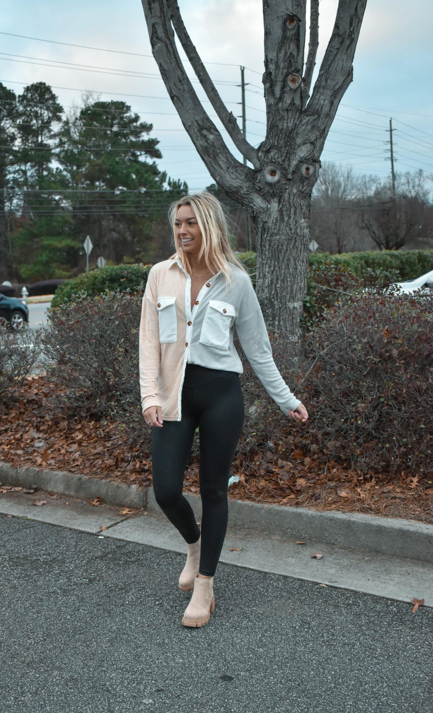 Two Tone Button Front Shirt