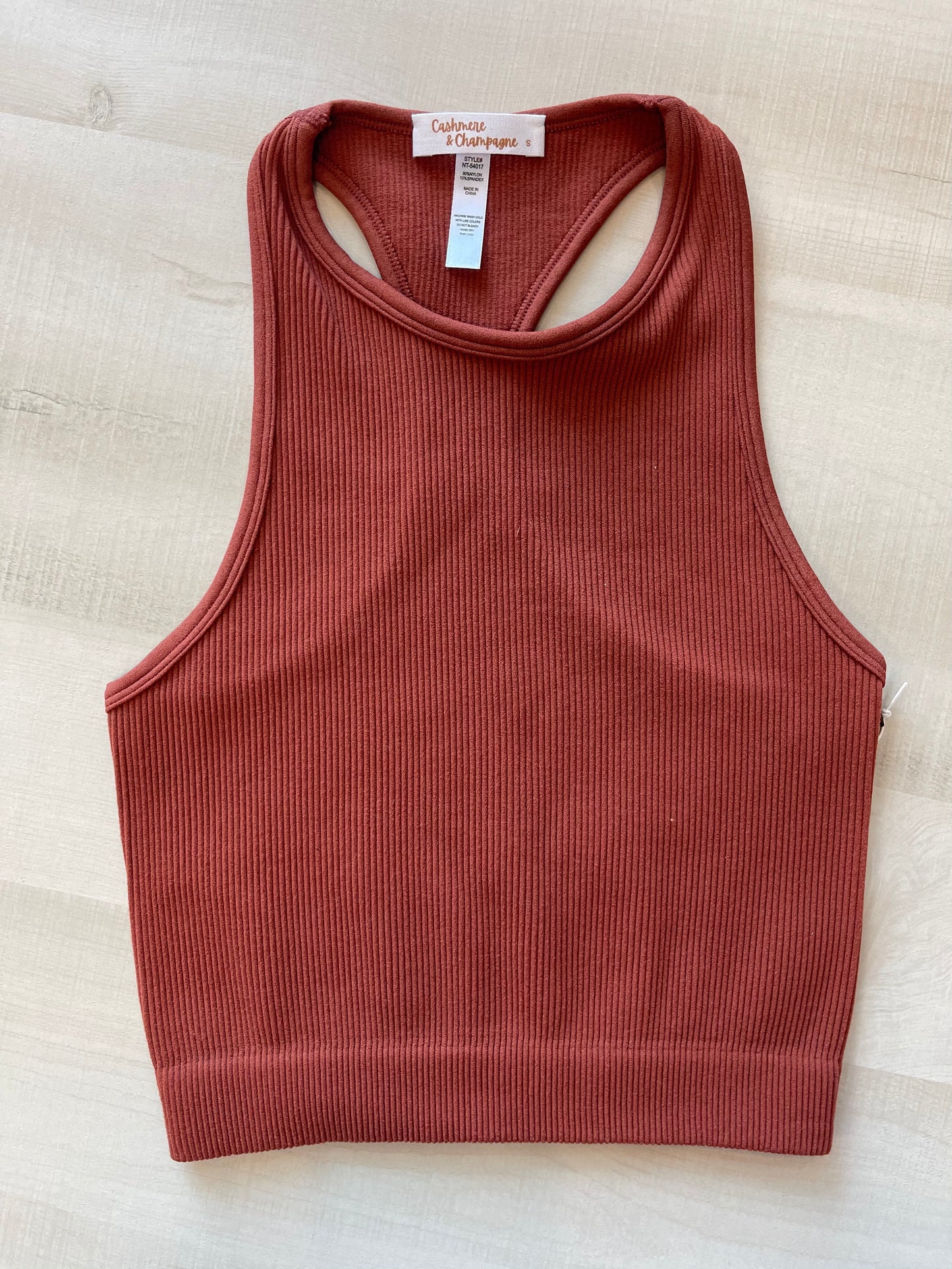 Ribbed High Neck Cami