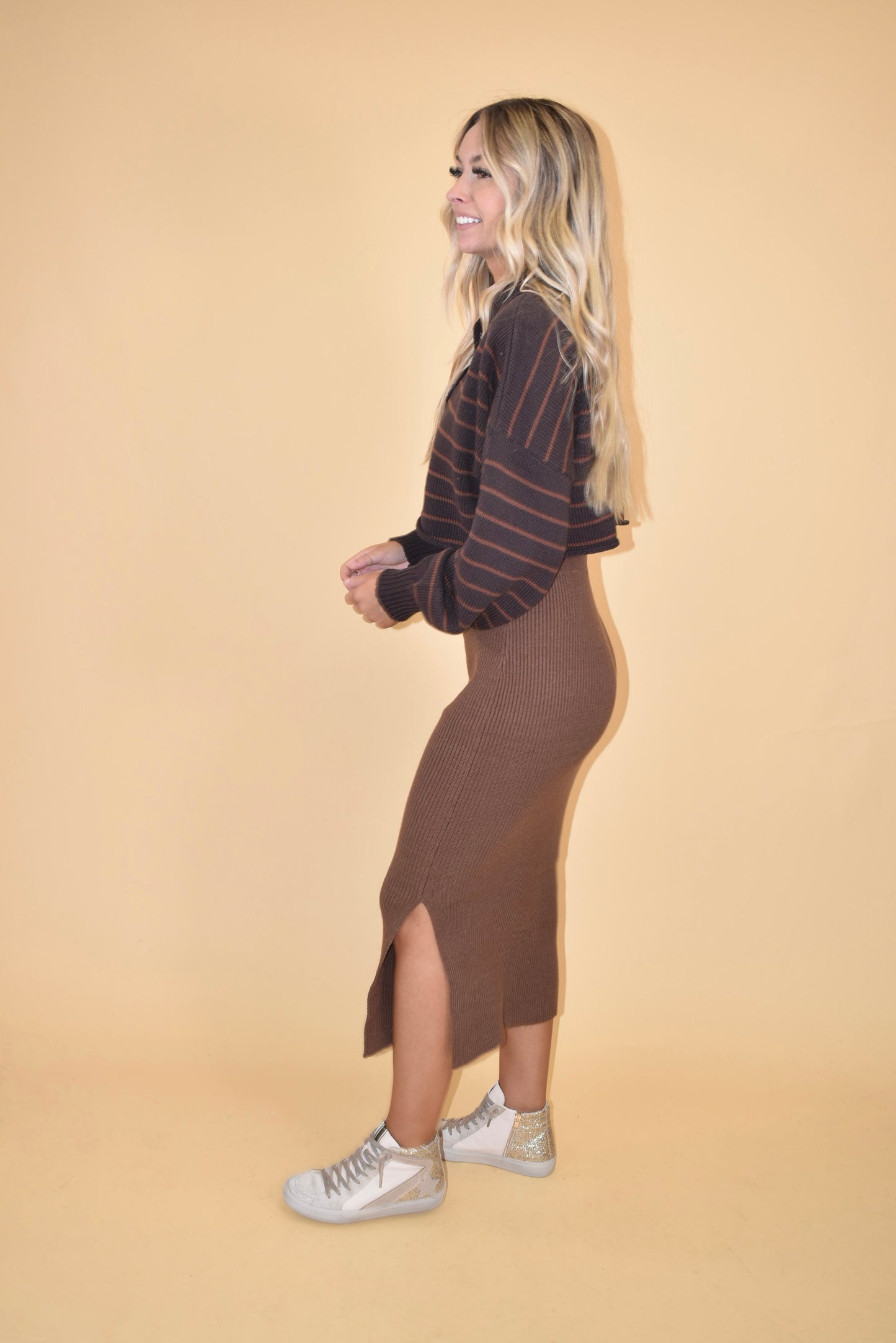 Sweater Knit Midi Skirt - Tiramisu