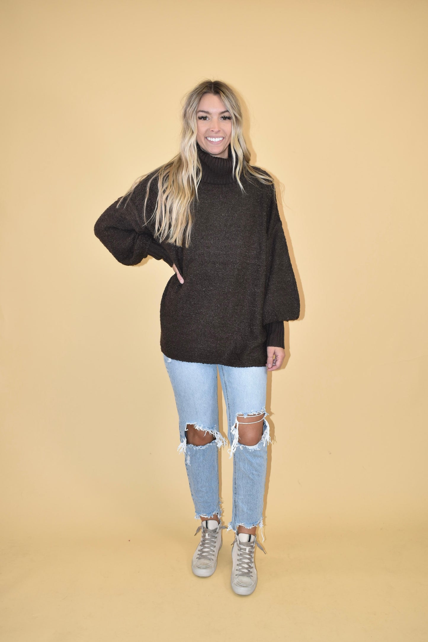 Dark Brown Turtleneck Sweater