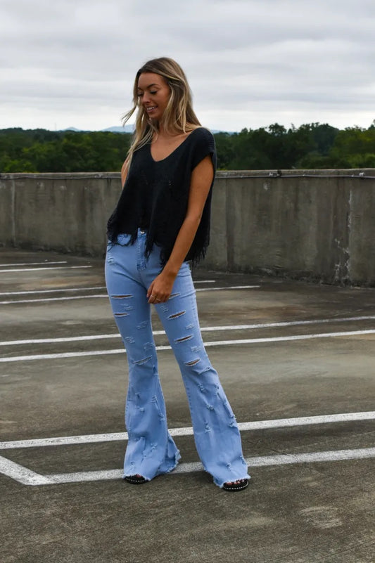 Distressed Flare Jeans