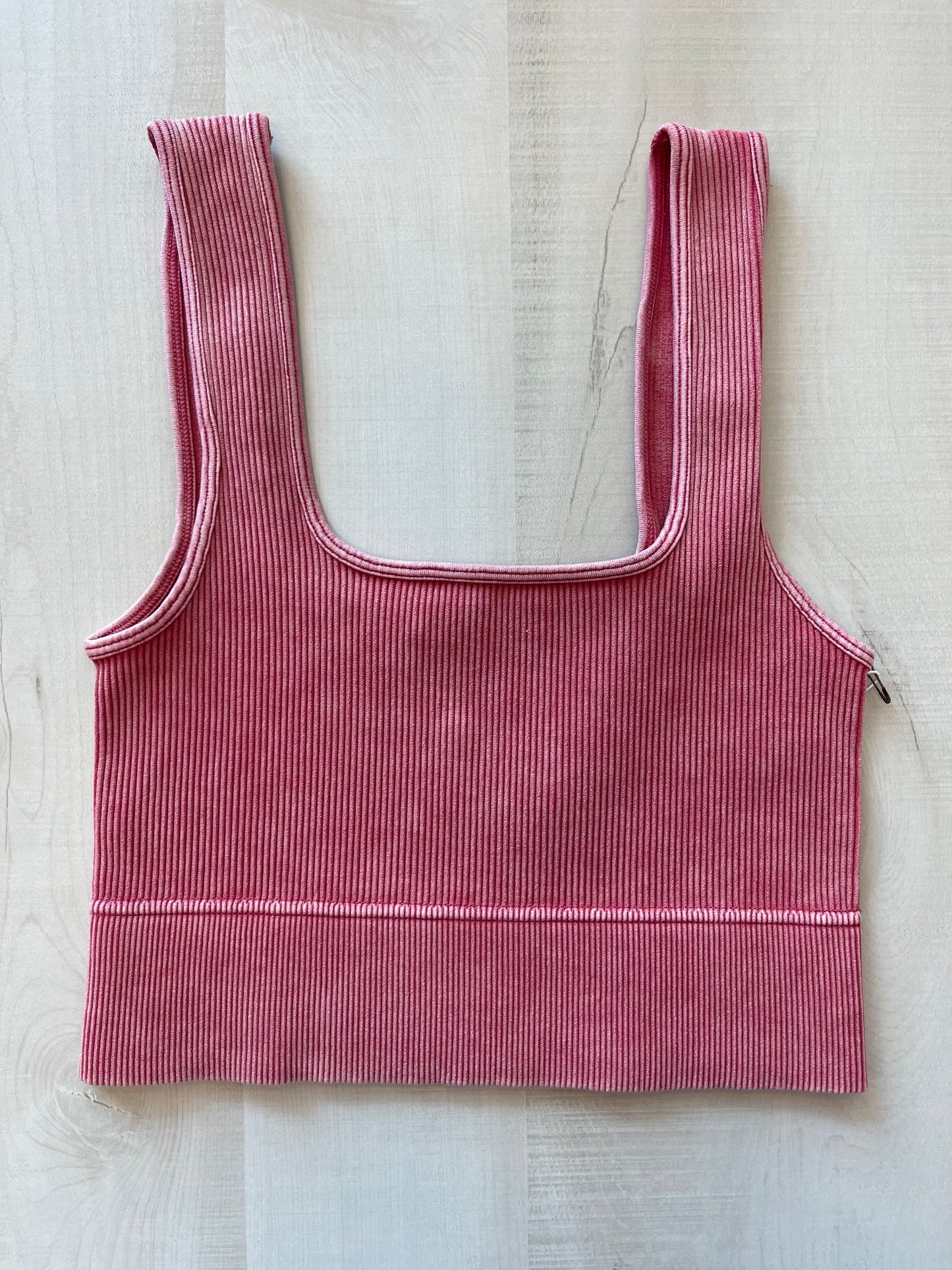 Acid Wash Ribbed Square Neck Cami