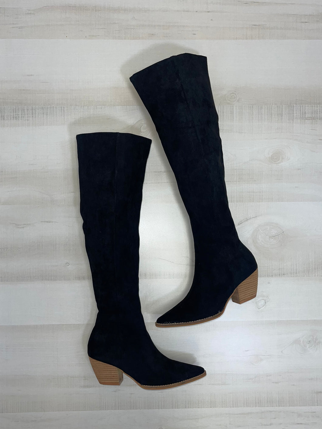 Black Suede Over the Knee Boots