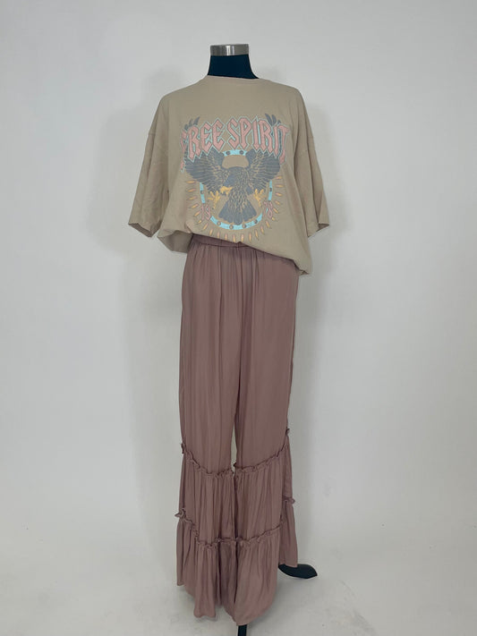 Mauve Tiered Palazzo Pants