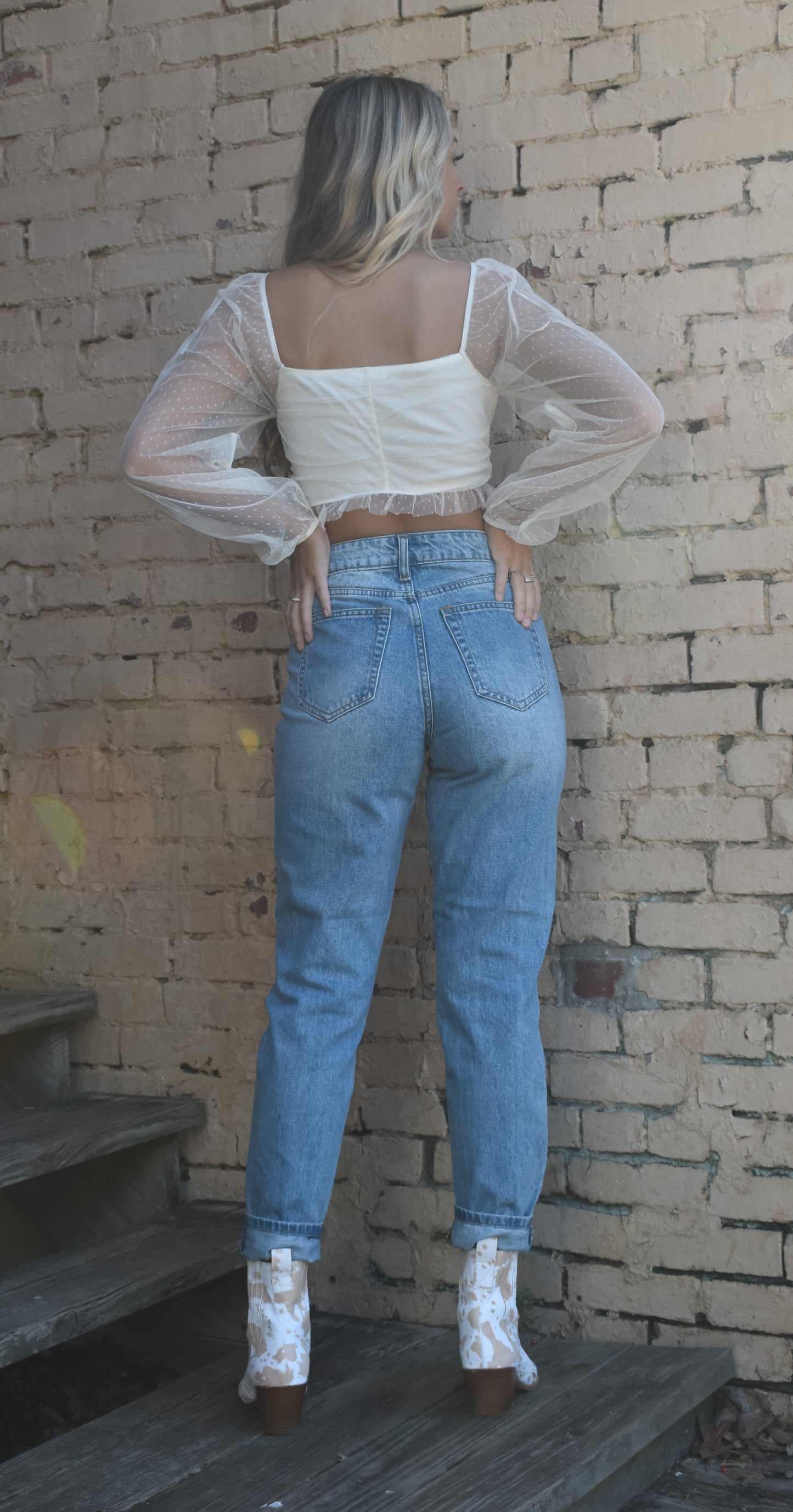 Light Wash Distressed Mom Jeans