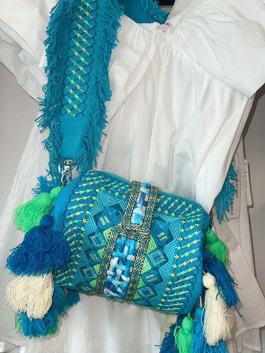 Blue Boho Tassel Purse