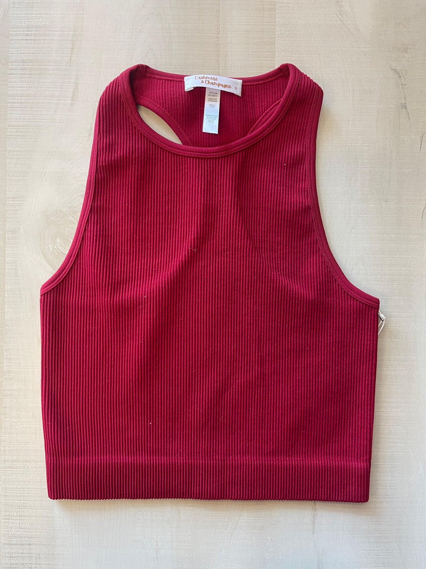 Ribbed High Neck Cami