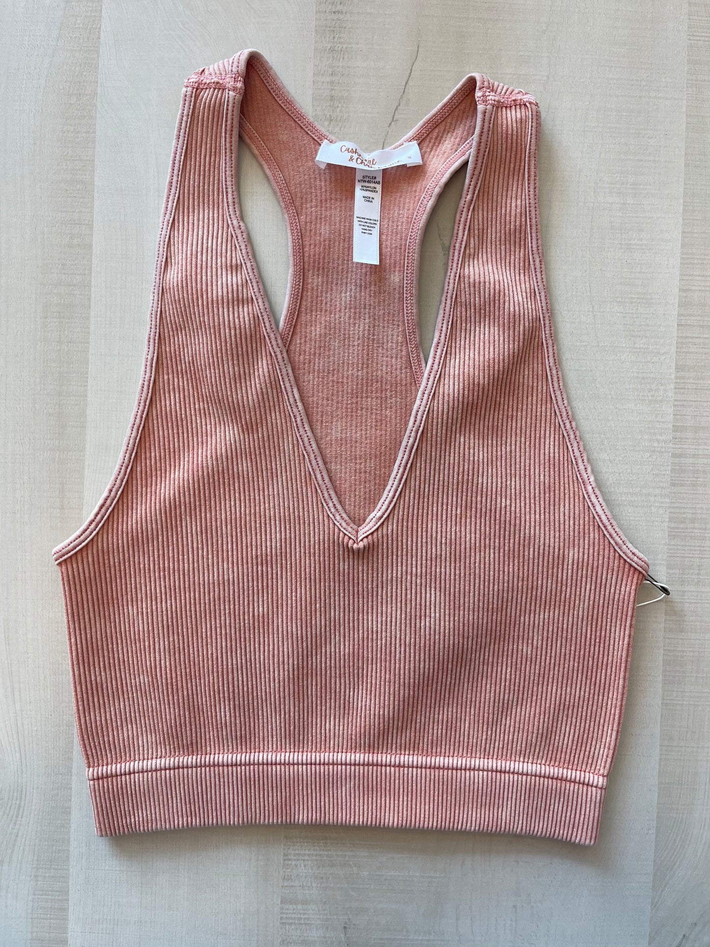 Acid Wash Racerback Ribbed Cami