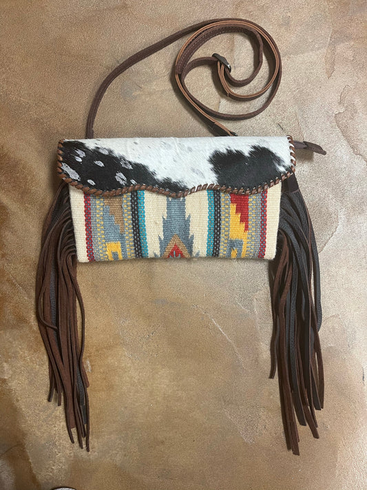 American Darling Aztec Cowhide Fringe Purse