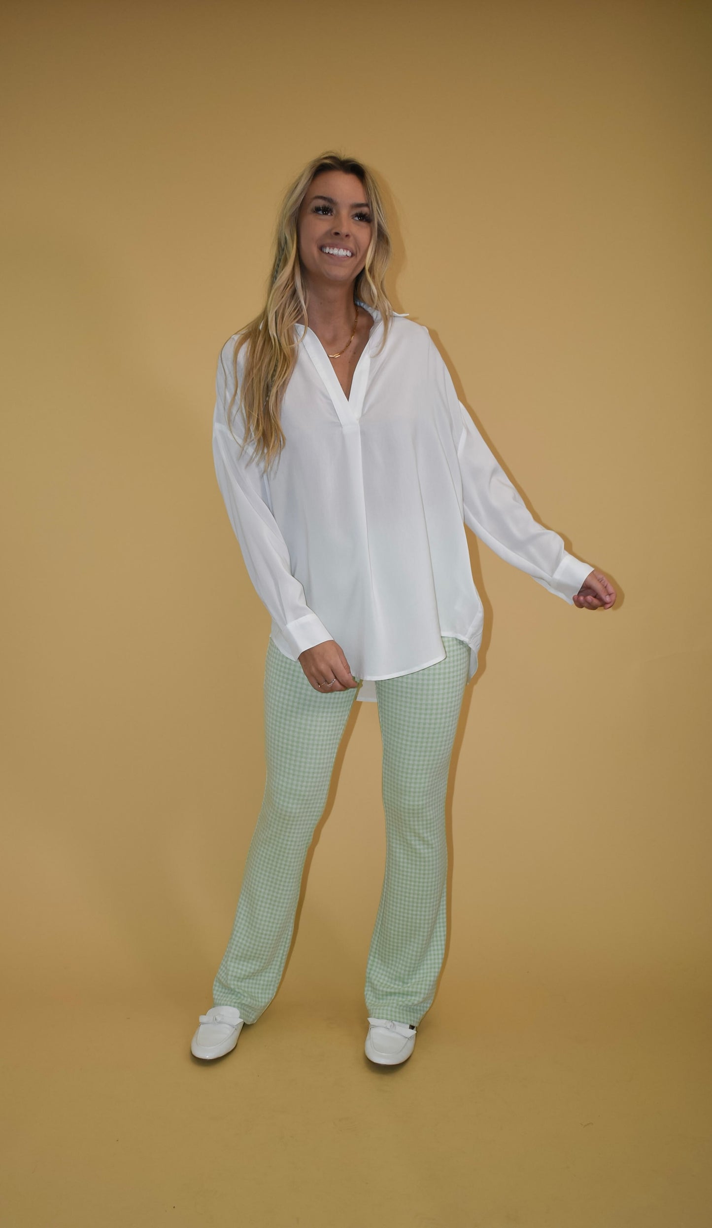 White V-neck Blouse