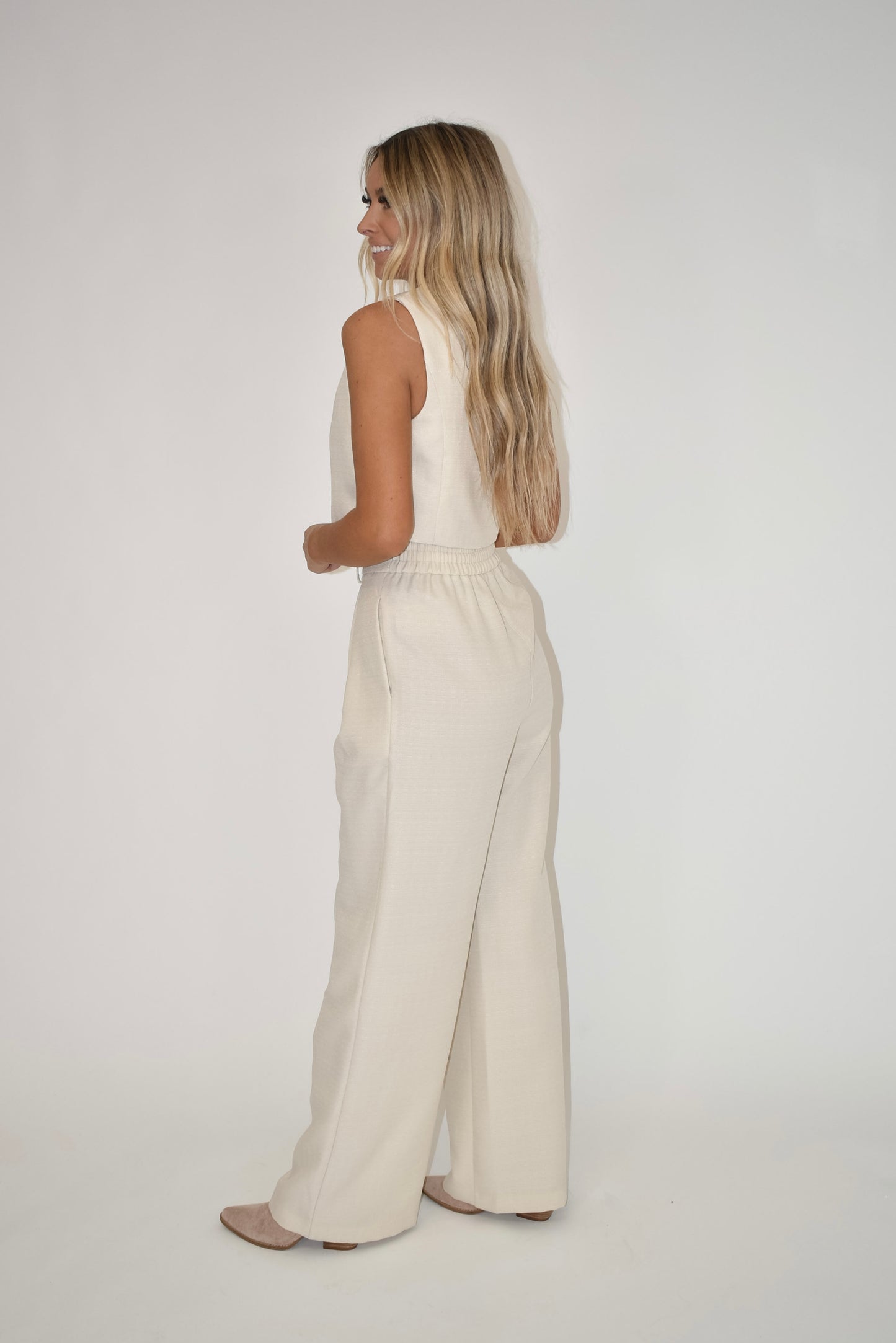 Cream Wide Leg Pants (part of a matching set)