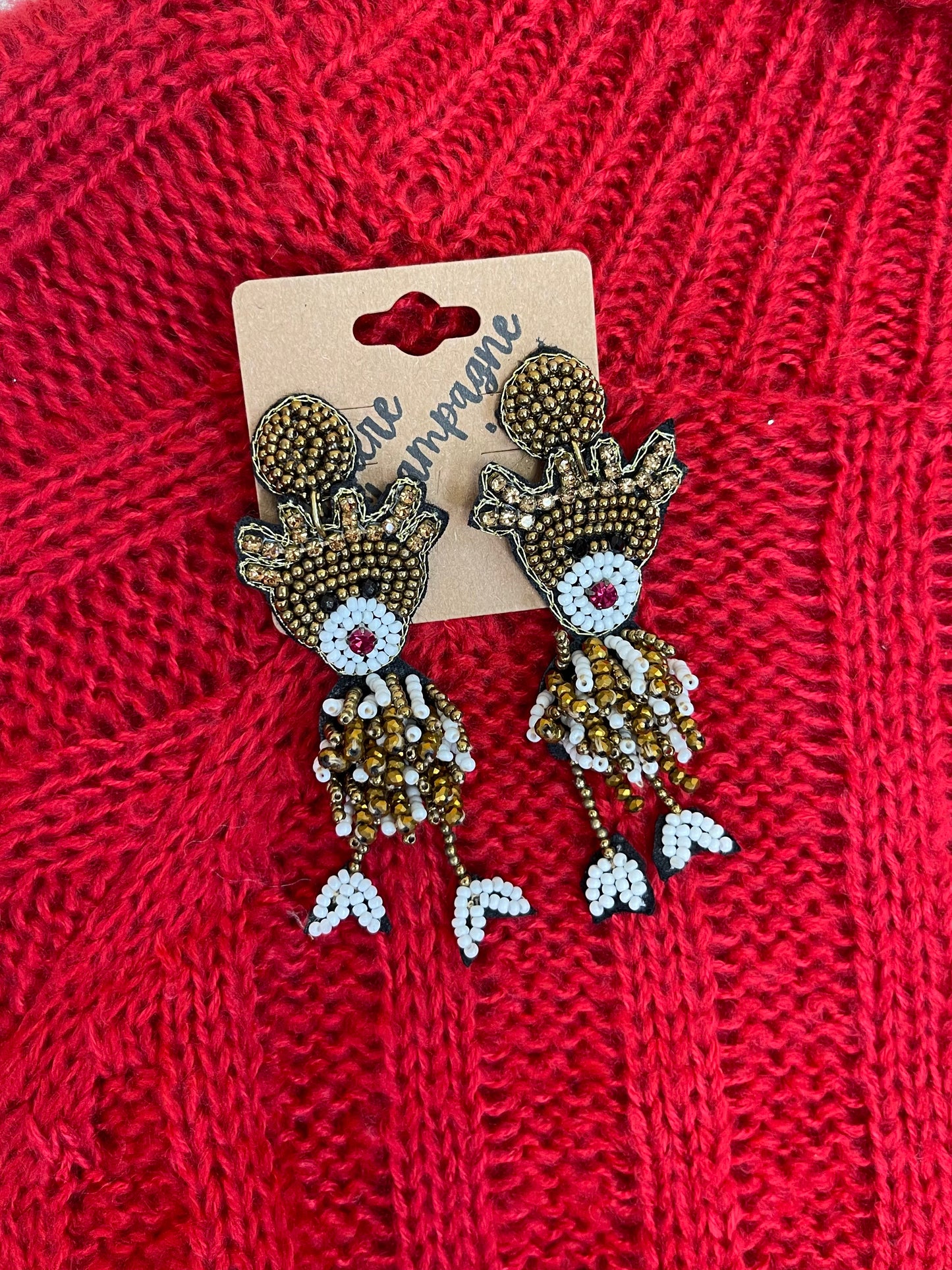 Rudolph Beaded Christmas Earrings